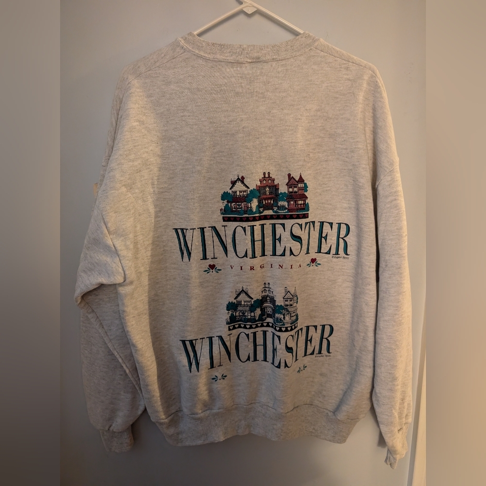 🐻Vintage 90s Sweatshirt – Plaid Teddy & Kitten Front / Winchester Virginia Back - Picture 4 of 7